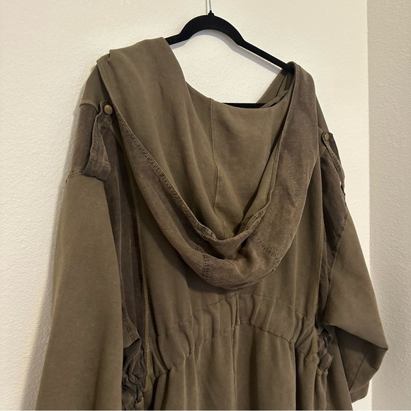 Free People C'mon Hooded Cardigan Jacket Relaxed Boho Deep Green Size S Women’s - Picture 7 of 10